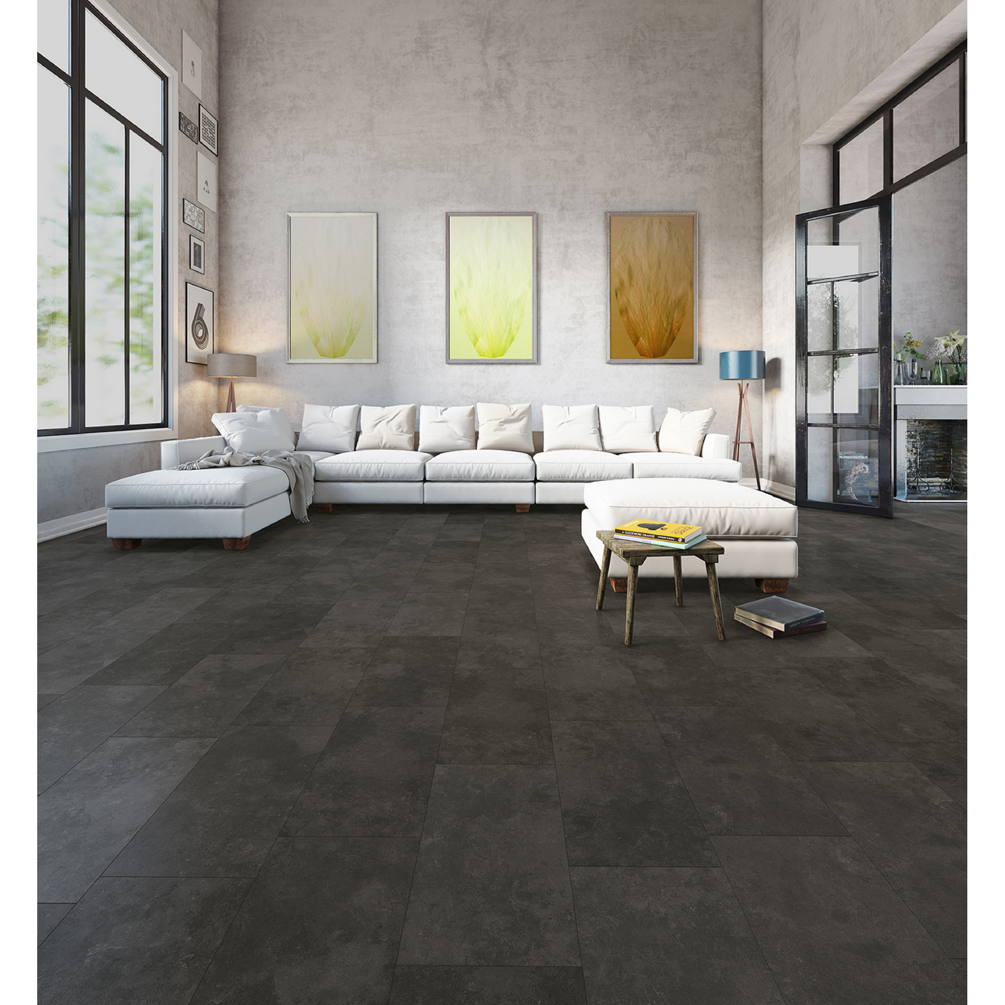 Vinylboden 'HydroClick Fliese WR' anthrazit 6040 x 2800 x 9 mm