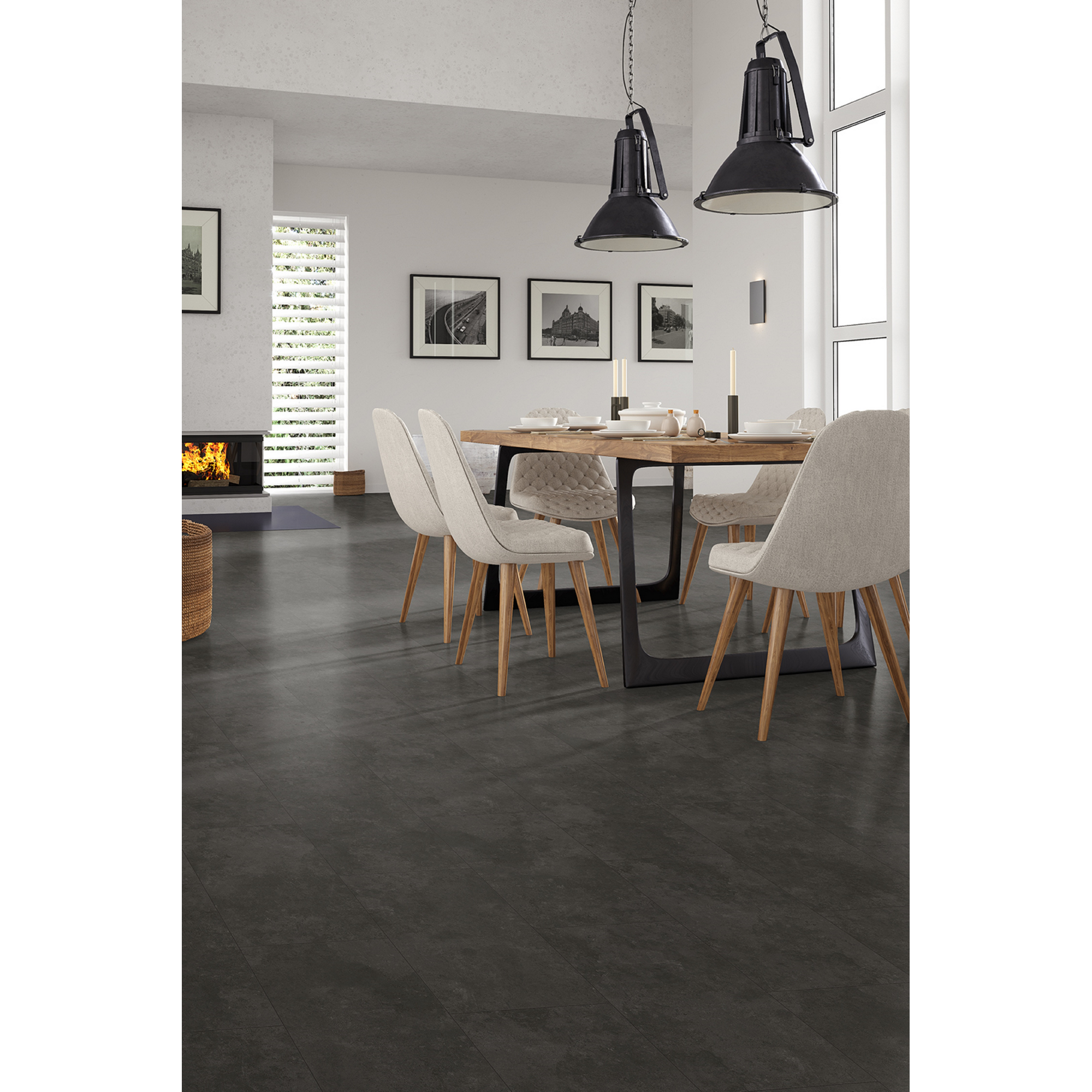 Vinylboden 'HydroClick Fliese WR' anthrazit 6040 x 2800 x 9 mm