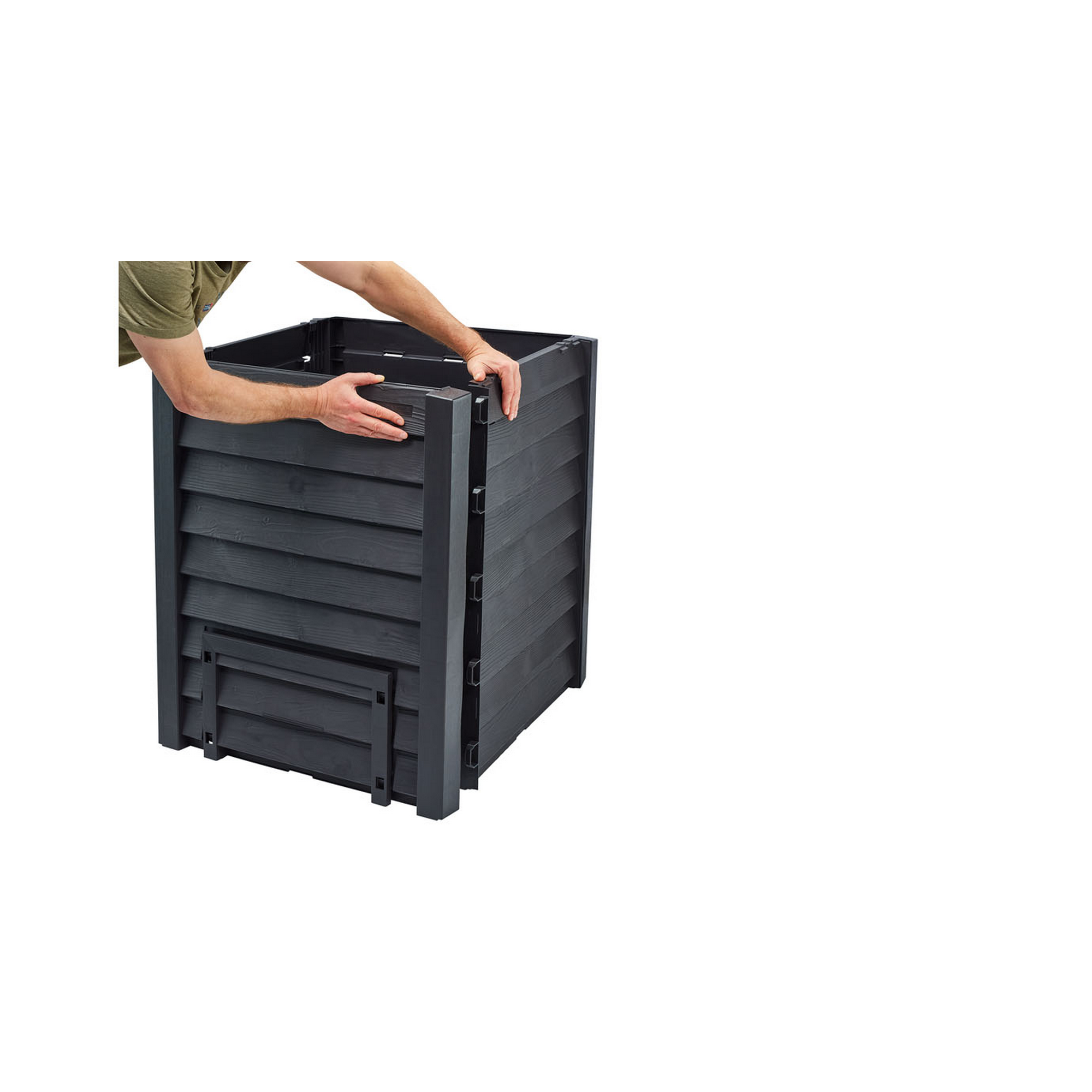 Komposter 'Thermo-Wood' anthrazit-braun 400 l mit Bodengitter, 72 x 72 x 90 cm