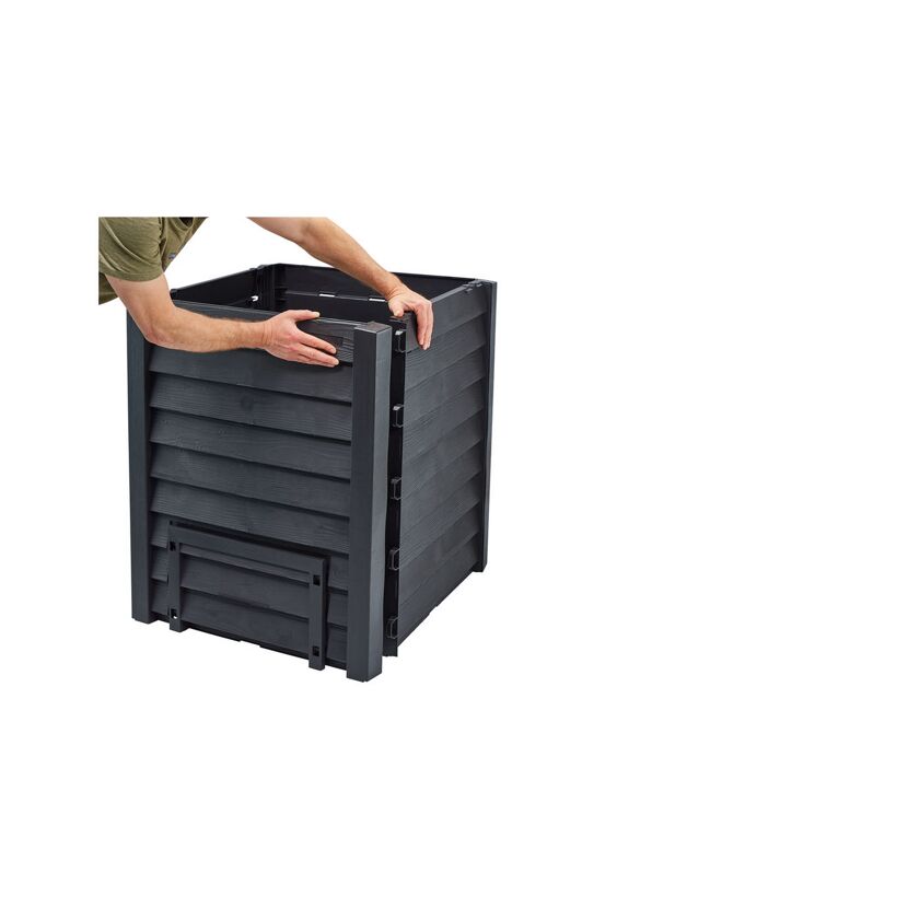 Komposter 'Thermo-Wood' anthrazit-braun 400 l mit Bodengitter, 72 x 72 x 90 cm