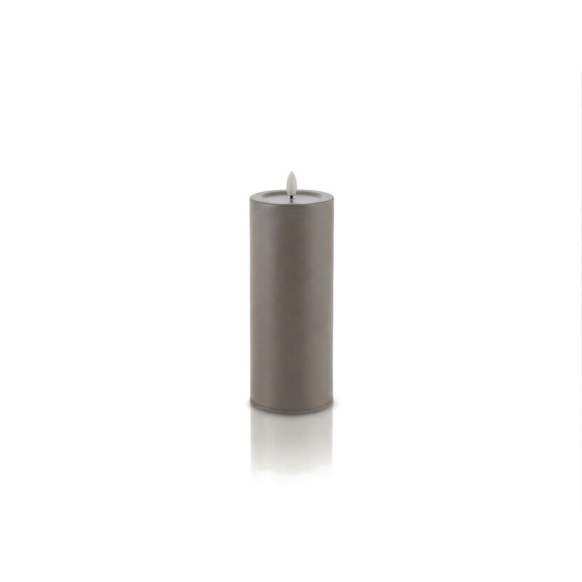 LED-Outdoorkerze 'Niumi' Metall greige Ø 8 x 20 cm