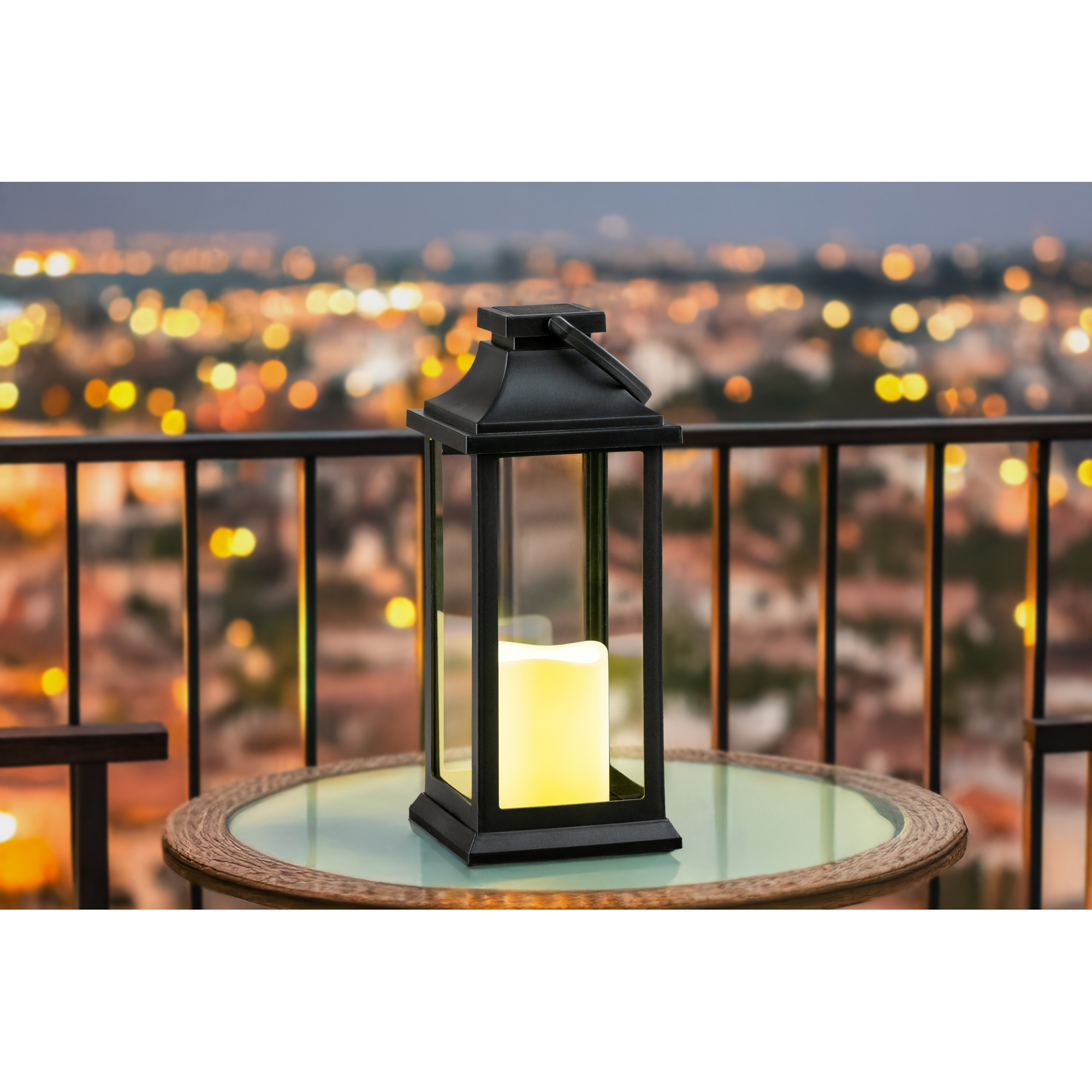 Outdoor-Laterne 'Arcus' schwarz mit LED-Kerze 12,5 x 12,5 x 30 cm