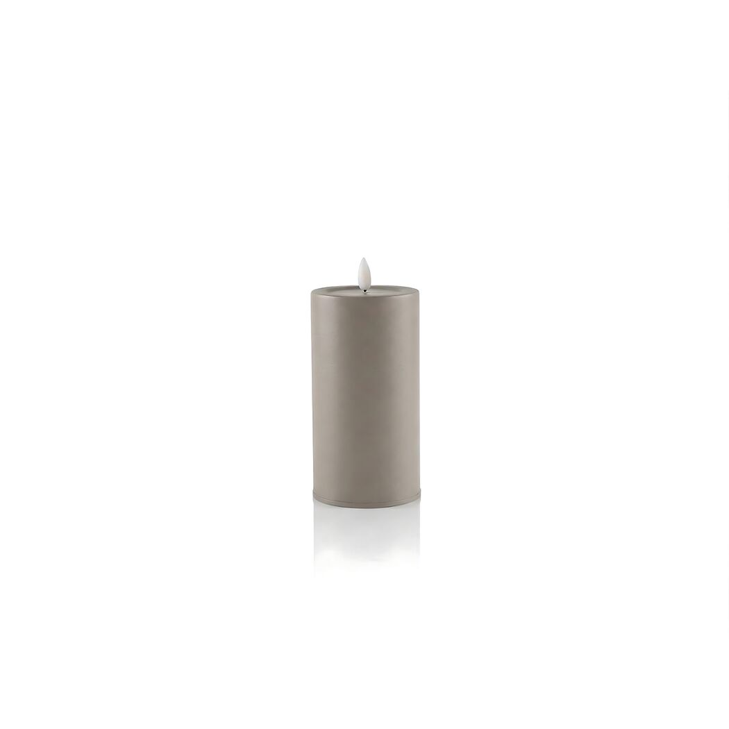LED-Outdoorkerze 'Niumi' Metall hellgrau Ø 8 x 15 cm
