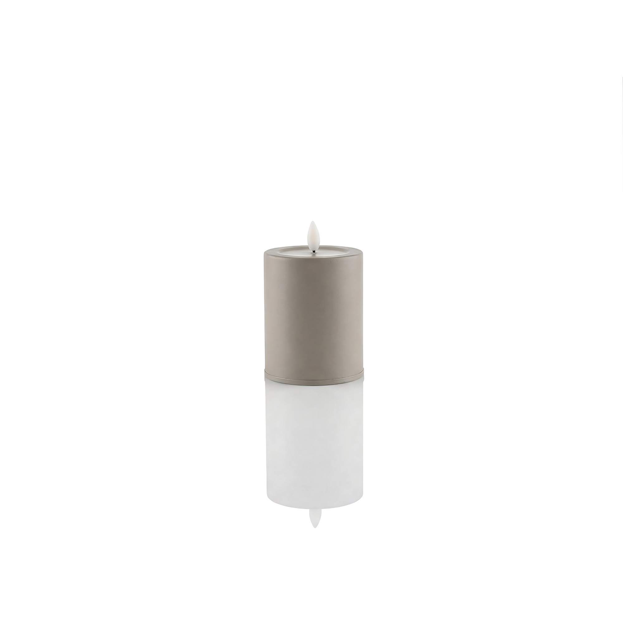 LED-Outdoorkerze 'Niumi' Metall hellgrau Ø 8 x 10 cm