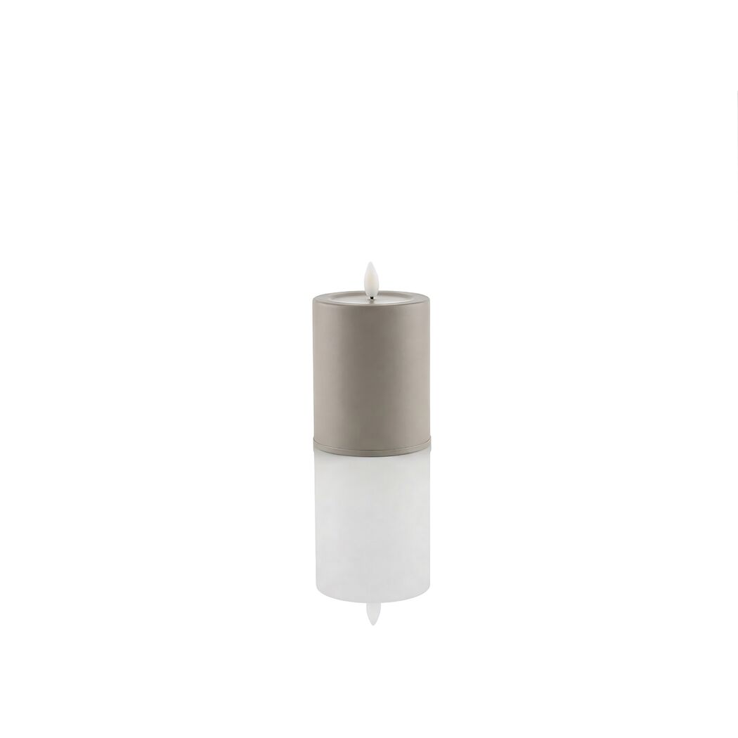 LED-Outdoorkerze 'Niumi' Metall hellgrau Ø 8 x 10 cm