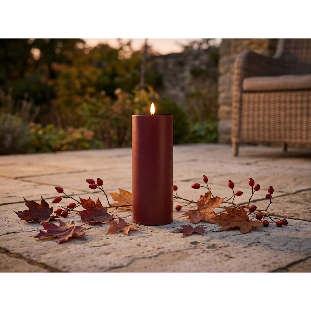 LED-Outdoorkerze 'Niumi' Metall bordeaux Ø 8 x 20 cm