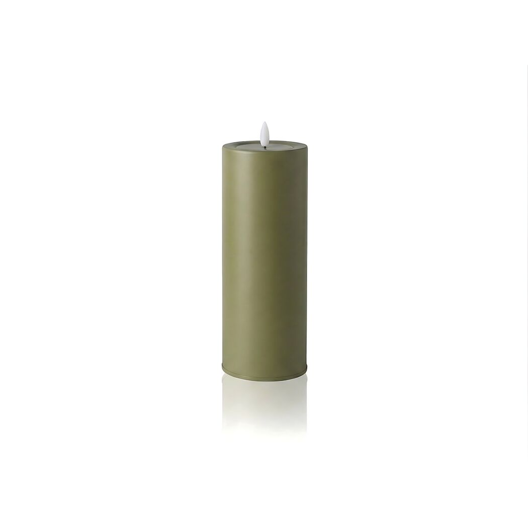 LED-Outdoorkerze 'Niumi' Metall salbeifarben Ø 8 x 20 cm