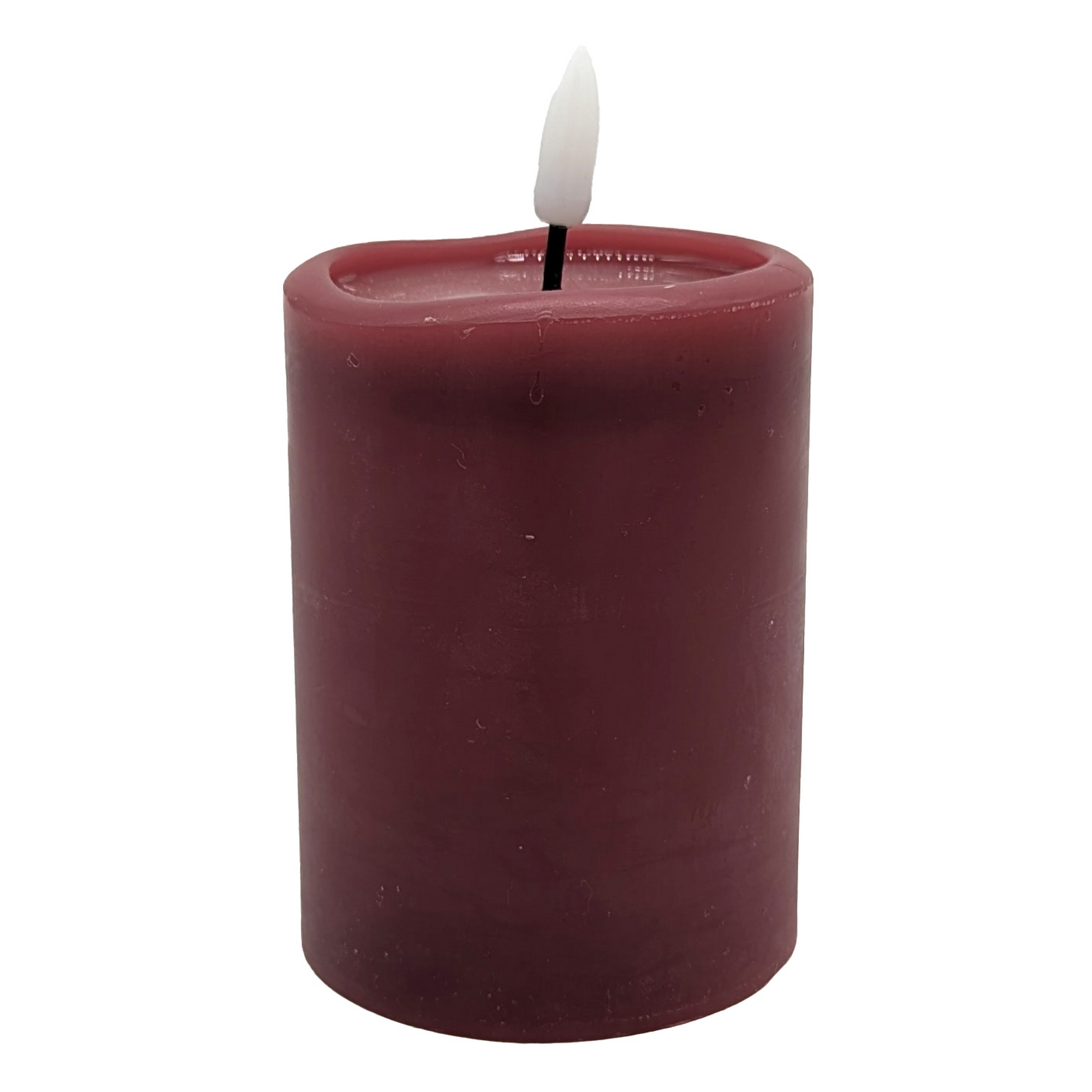 LED-Echtwachskerze 'Novita' bordeaux Ø7,5 x 12,5 cm