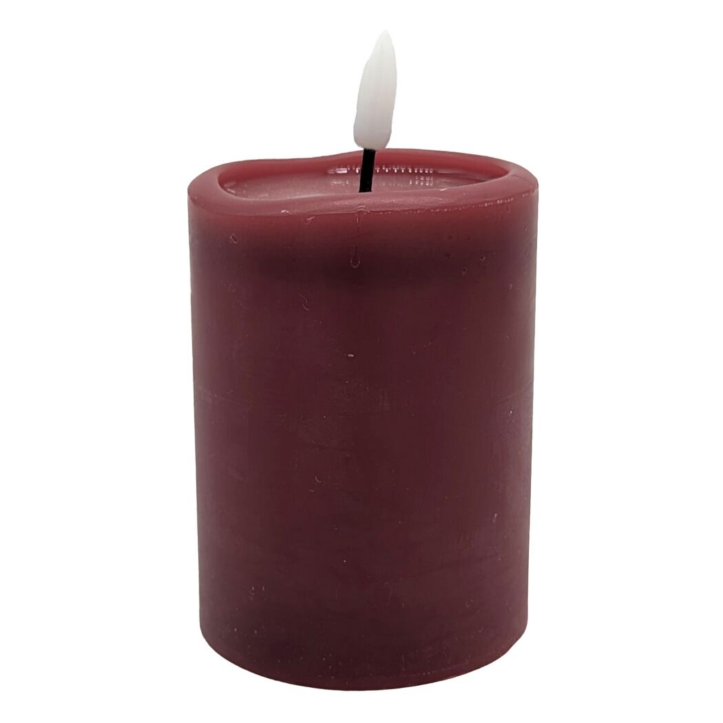 LED-Echtwachskerze 'Novita' bordeaux Ø7,5 x 12,5 cm
