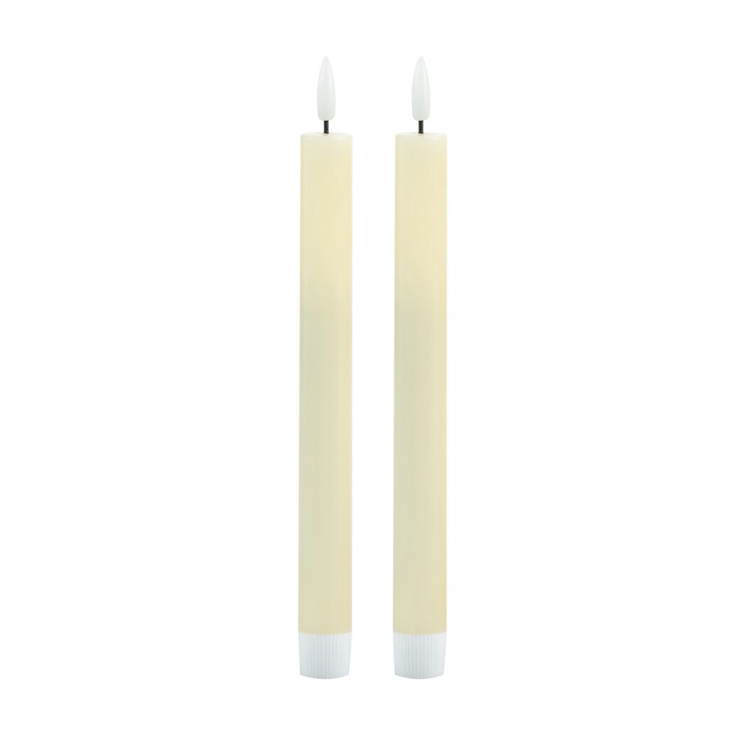 LED-Echtwachsstabkerzen 'Novita' cremefarben Ø 2,2 x 21,5 cm, 2er-Set