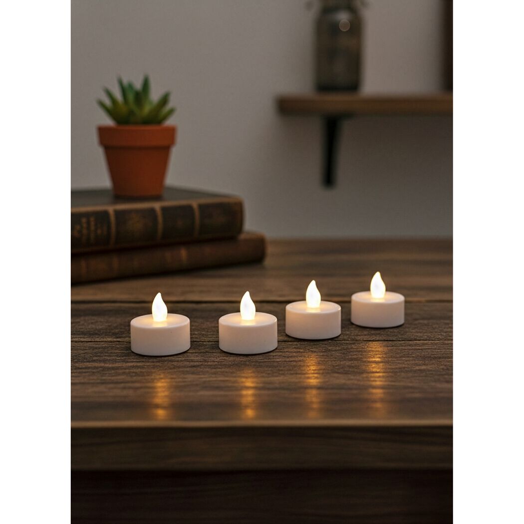 LED-Teelichter 'Nele' weiß Timerfunktion Ø 3,8 x 3,7 cm, 4er-Set