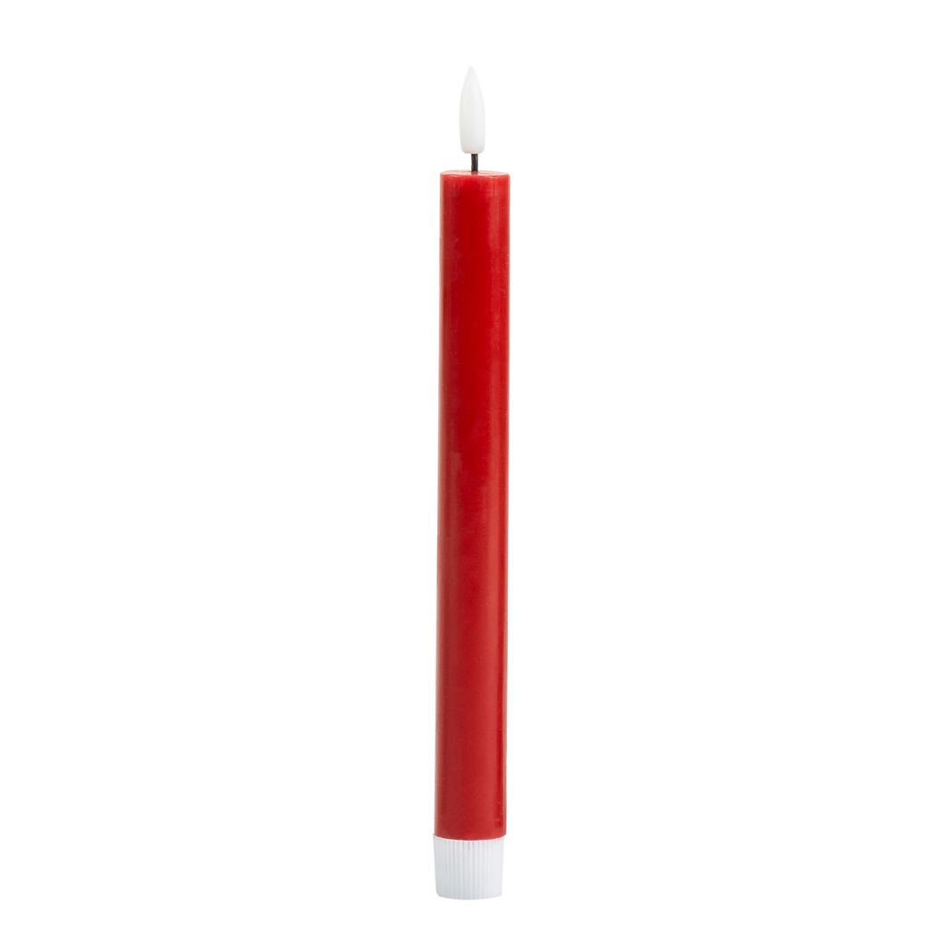LED-Echtwachsstabkerzen 'Novita' rot Ø 2,2 x 21,5 cm, 2er-Set