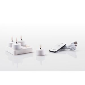 Akku-LED-Teelichter 'Fyra' weiß Fernbedienung Ø 4 x 5 cm, 4er-Set