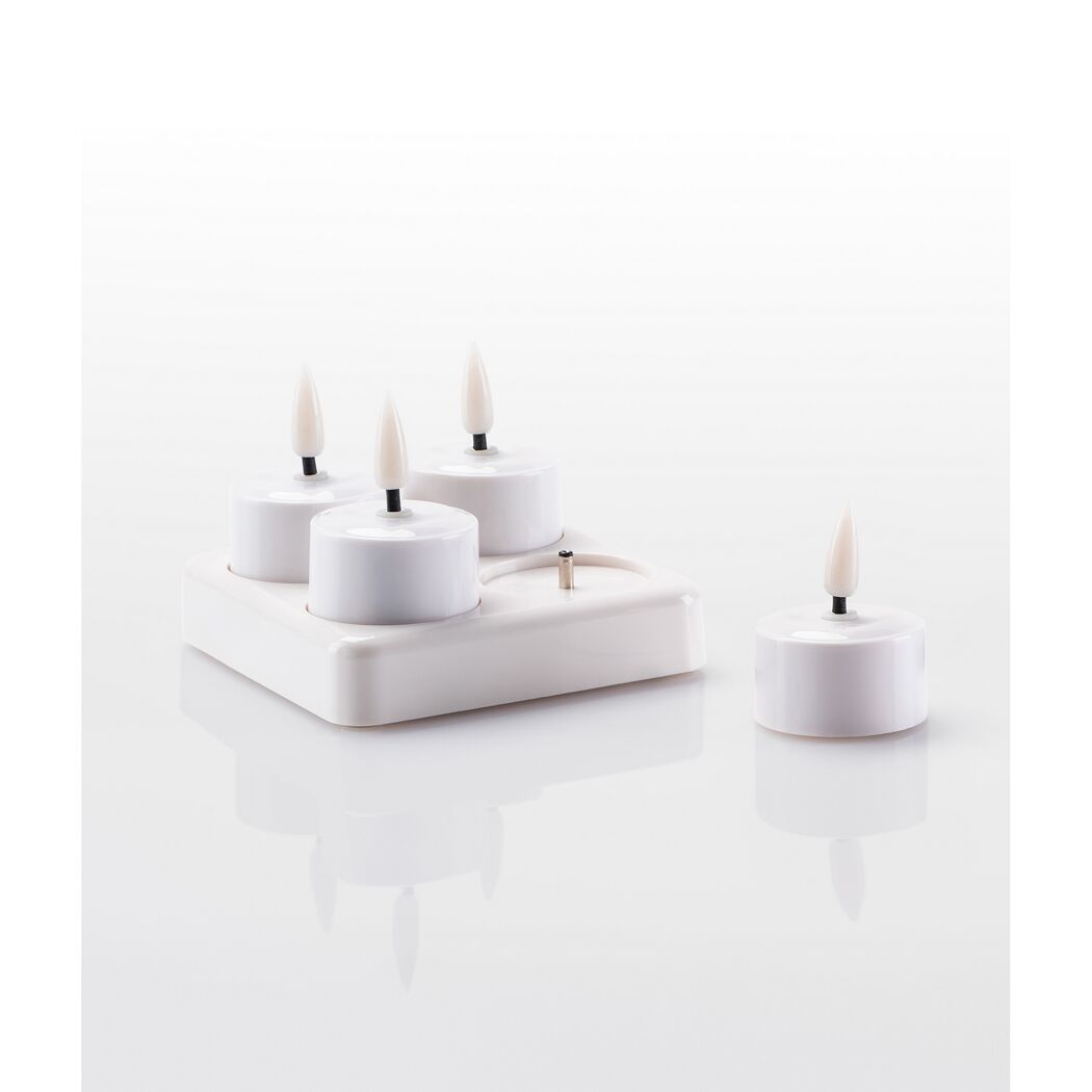 Akku-LED-Teelichter 'Fyra' weiß Fernbedienung Ø 4 x 5 cm, 4er-Set