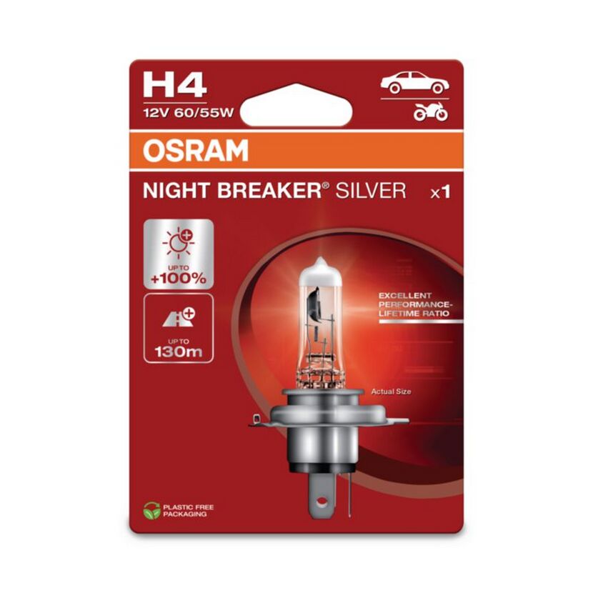 Halogenleuchtmittel 'H4 Night Breaker Silver' 60/55 W 12 V