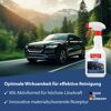 Mellerud Insekten- und Vogelkot-Aktivlöser Spray vor Berglandschaft und Auto.