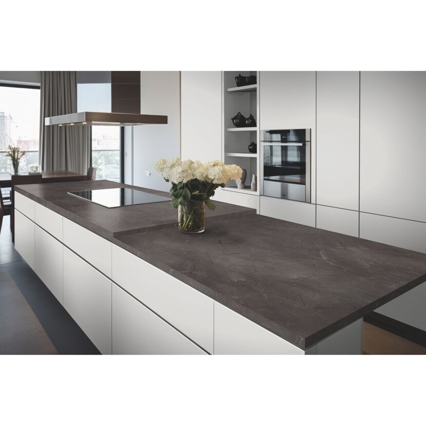 Arbeitsplatte 'Marmor Vicosa Escuro K2883' grau 600 x 4100 x 38 mm