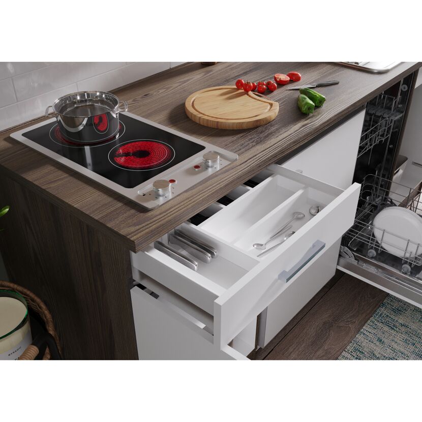 Singleküche mit E-Geräten 'Oliver' weiß/eichefarben 195 cm