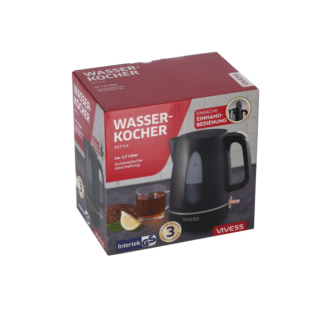 Wasserkocher schwarz 1,7 l 2200 W