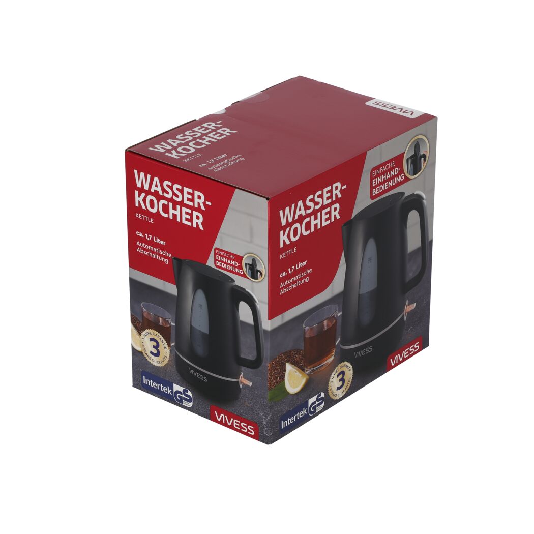Wasserkocher schwarz 1,7 l 2200 W
