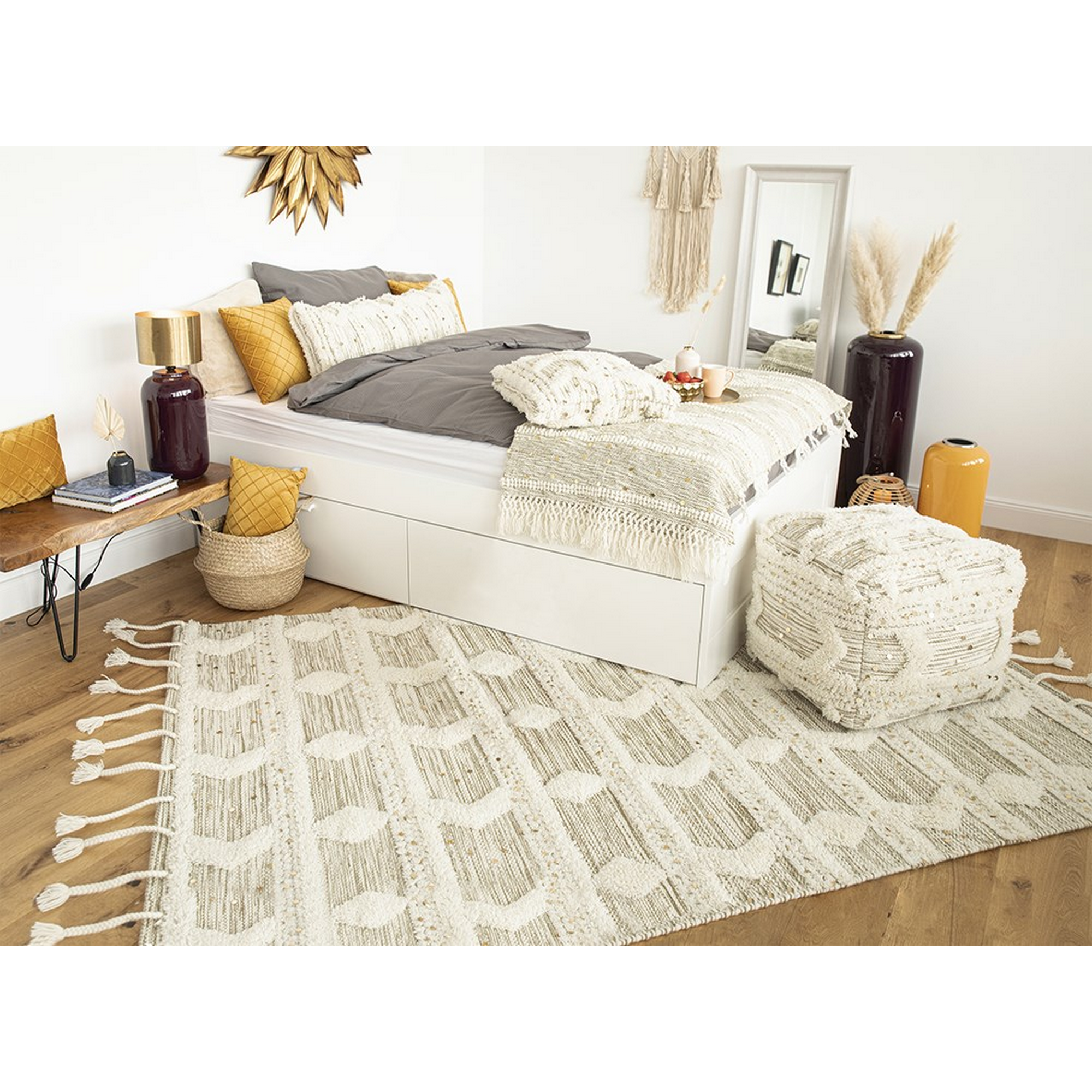 Teppich 'Bohist' creme/khaki 120 x 180 cm