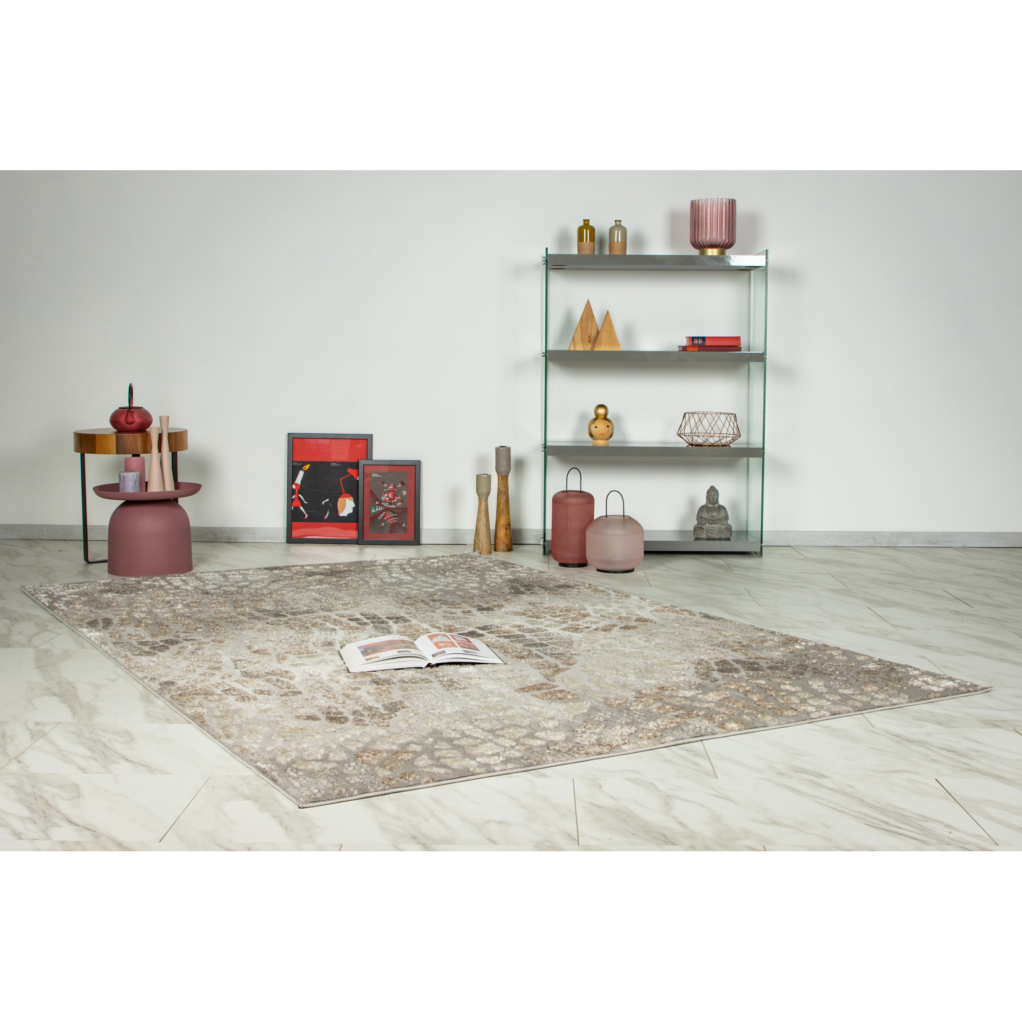 Teppich 'Catcher' silbern/beige 200 x 290 cm