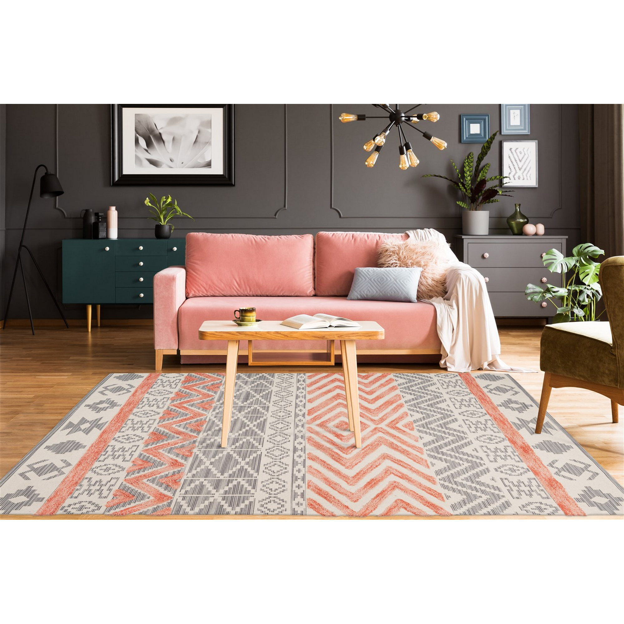 Teppich 'Ethnie' grau/apricot 160 x 230 cm