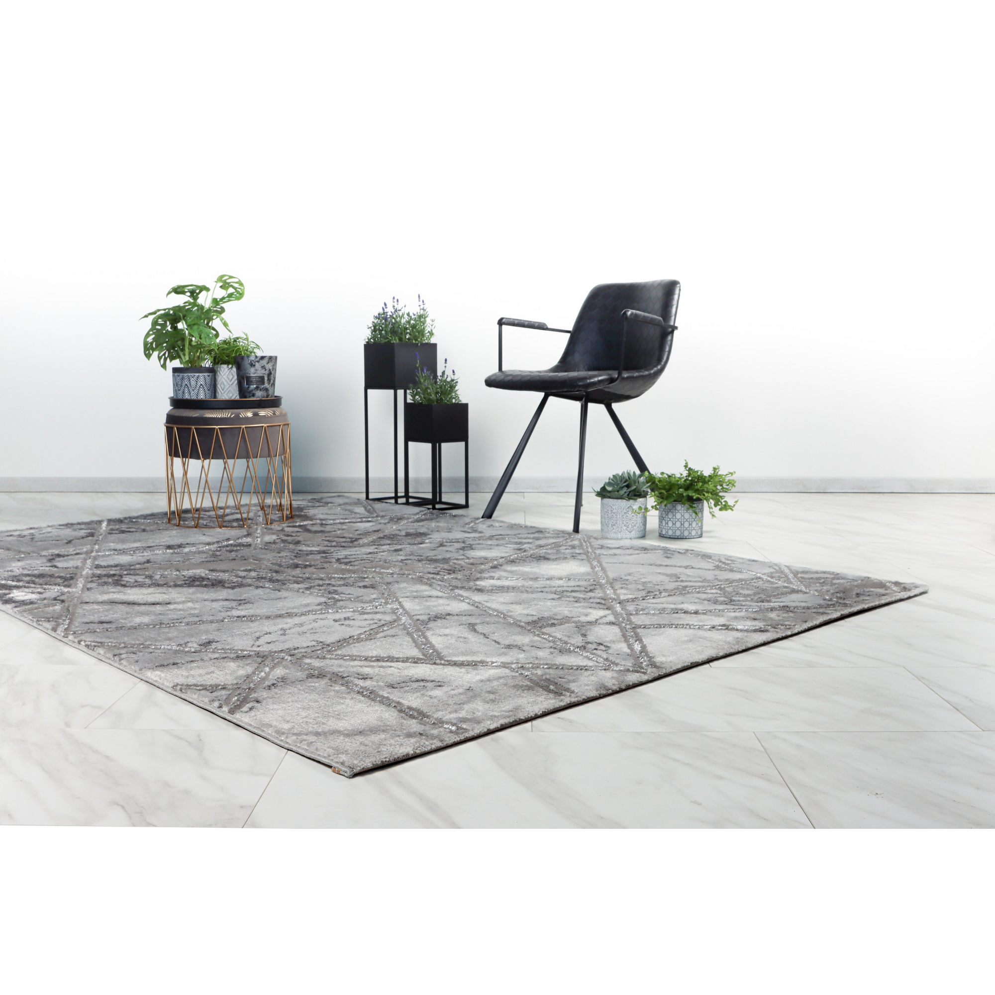 Teppich 'Mineral' silbern 80 x 300 cm