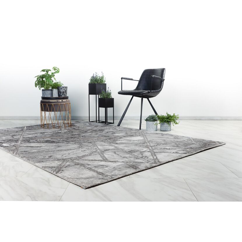 Teppich 'Mineral' silbern 80 x 300 cm