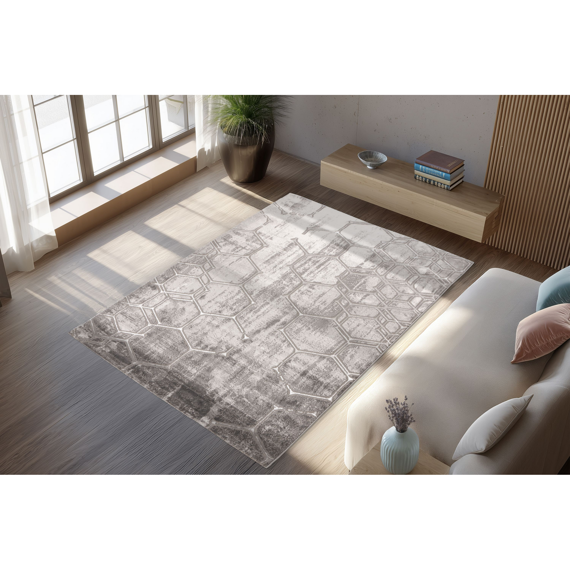 Teppich 'Mineral' silbern 80 x 300 cm
