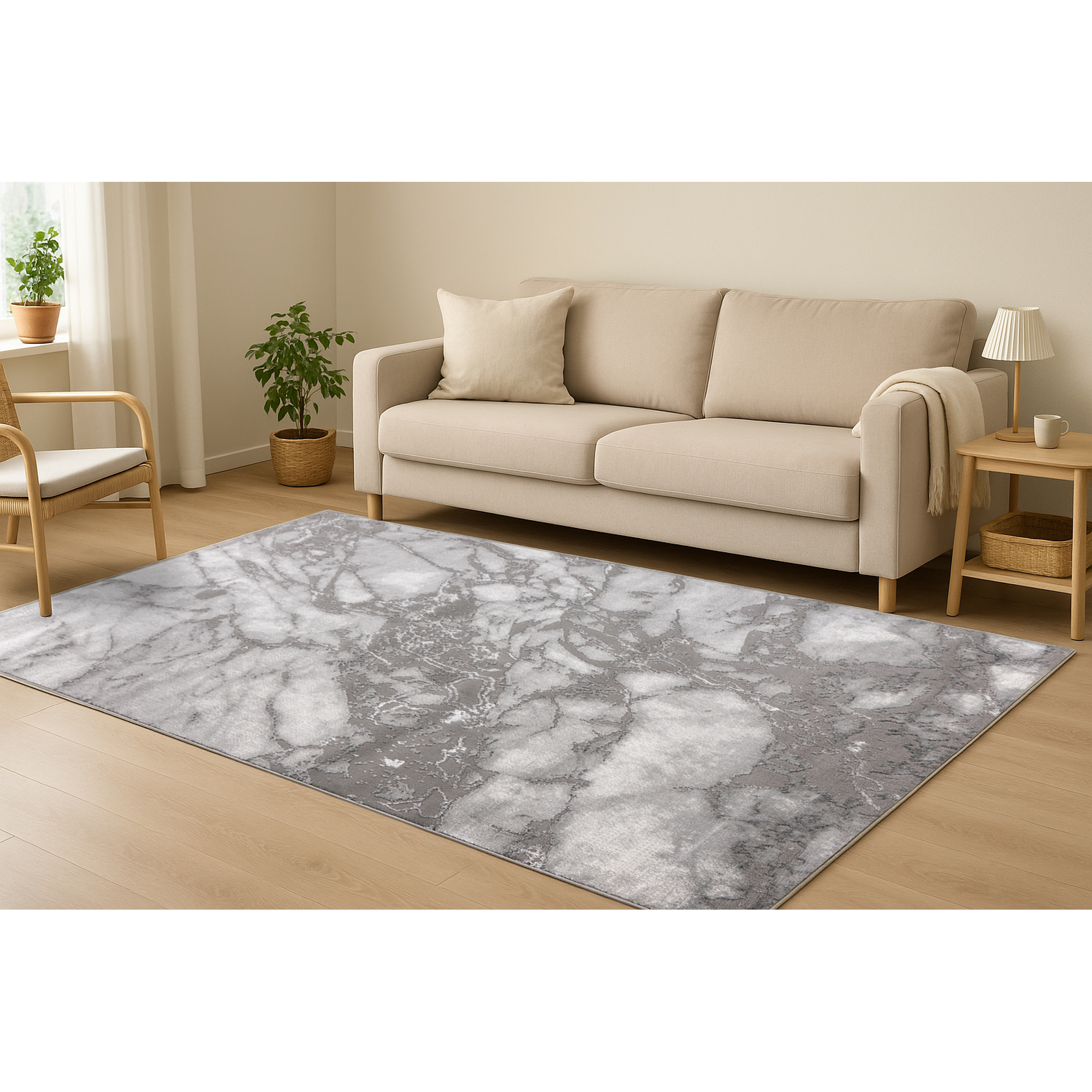 Teppich 'Mineral' silbern 80 x 300 cm