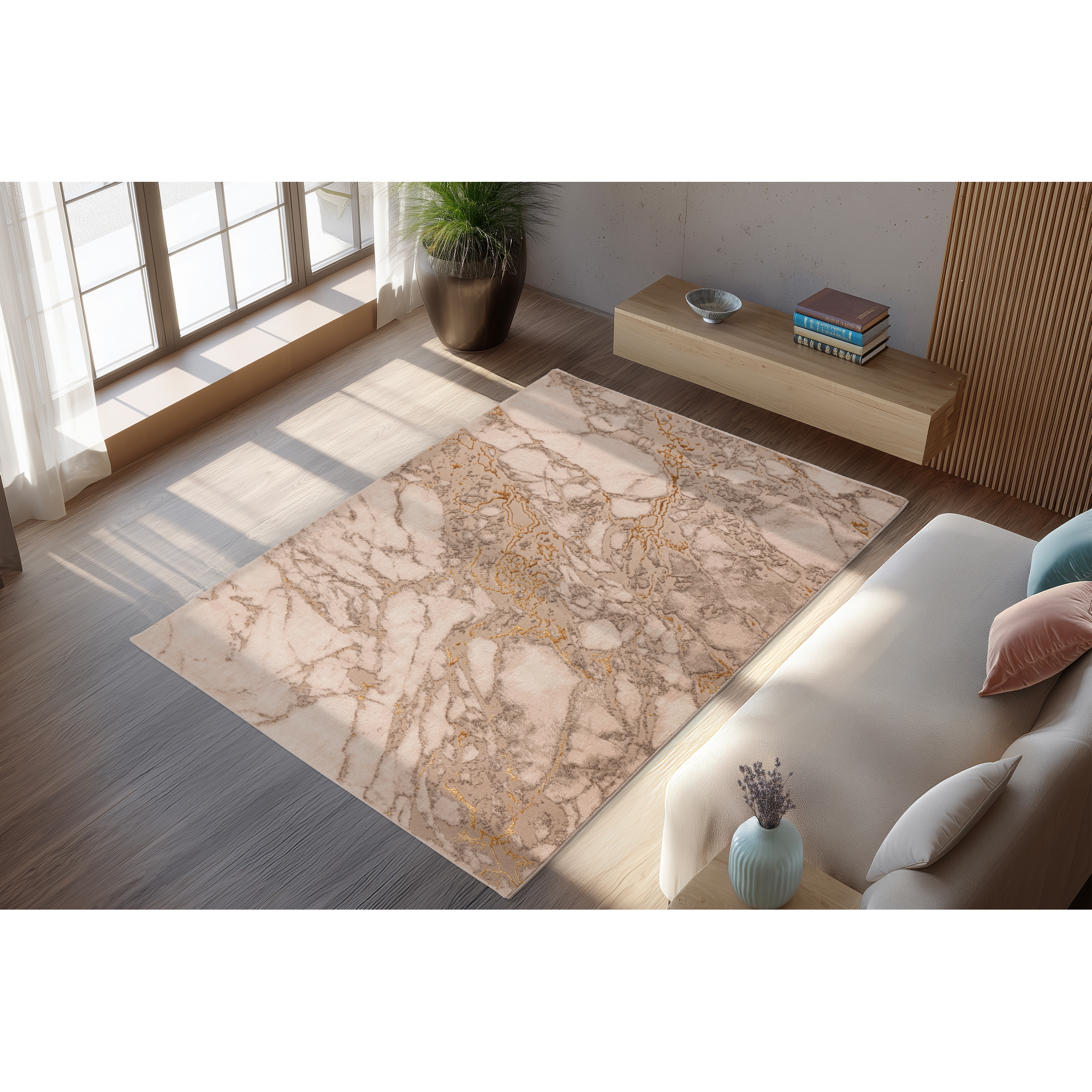 Teppich 'Mineral' goldfarben 80 x 300 cm
