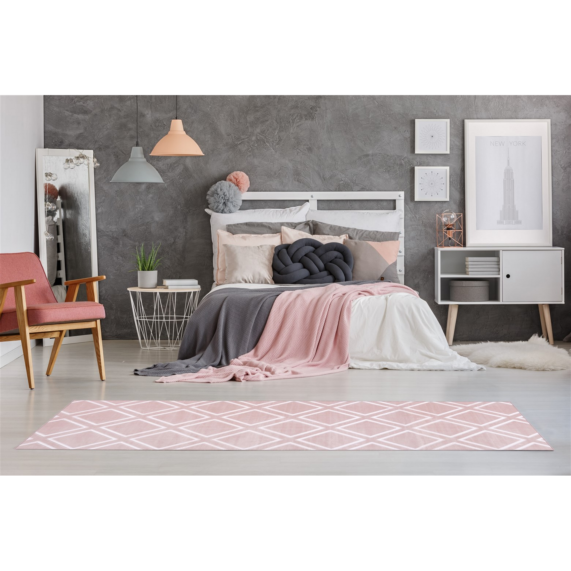 Teppich 'Monroe' rosa 80 x 300 cm