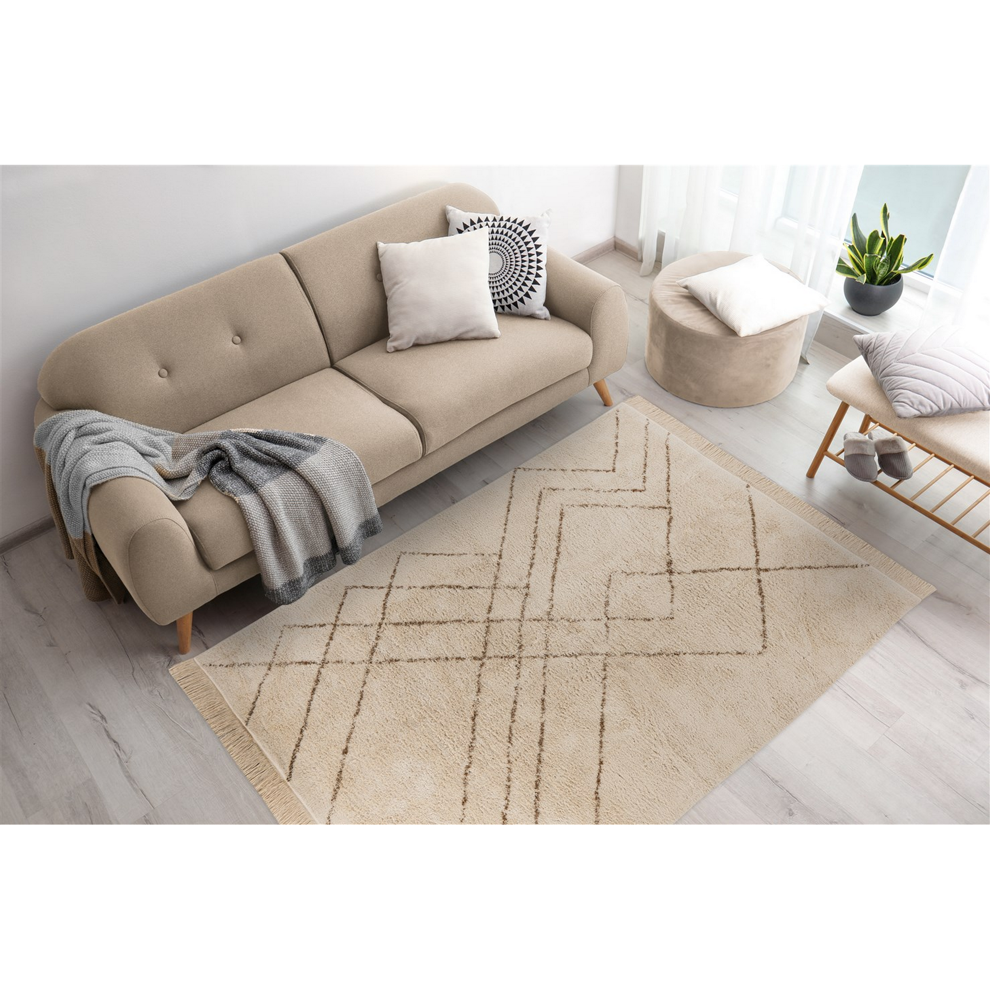 Teppich 'Mylen' creme/braun 160 x 230 cm