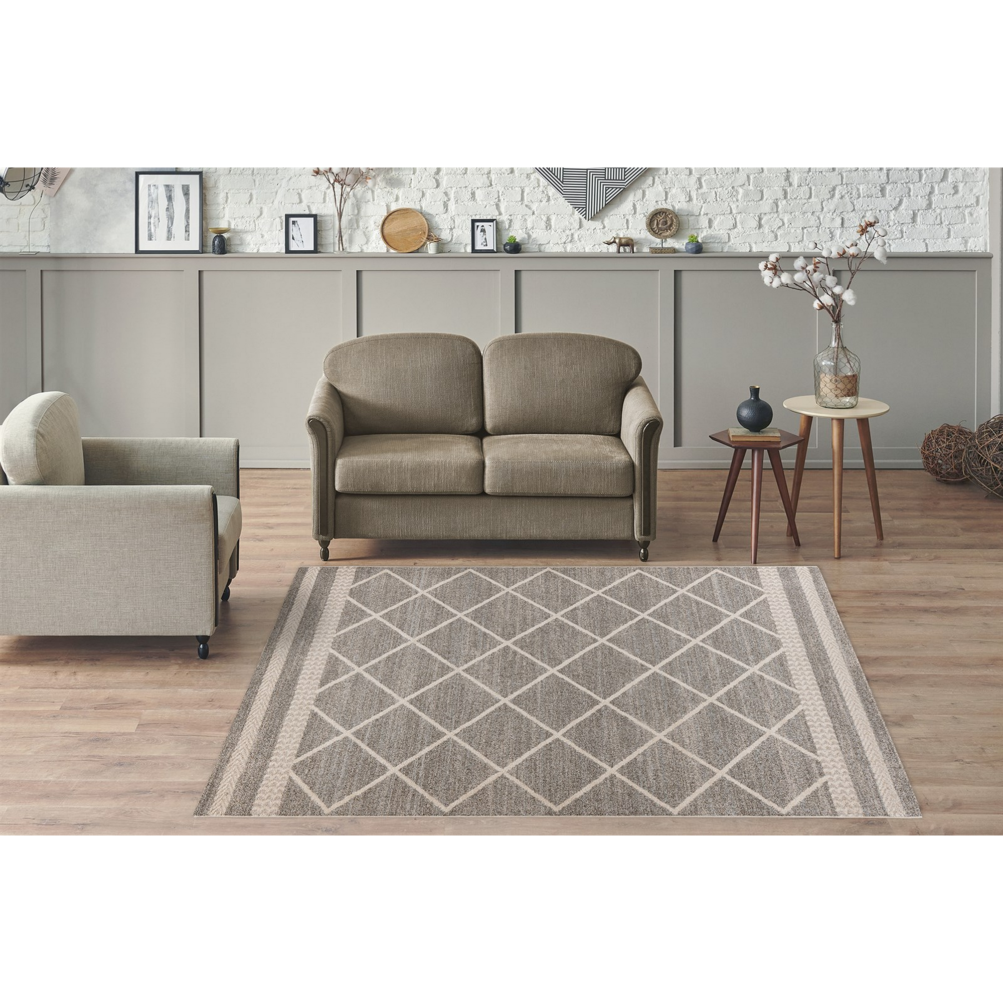 Teppich 'Rhombus' braun/beige 160 x 230 cm