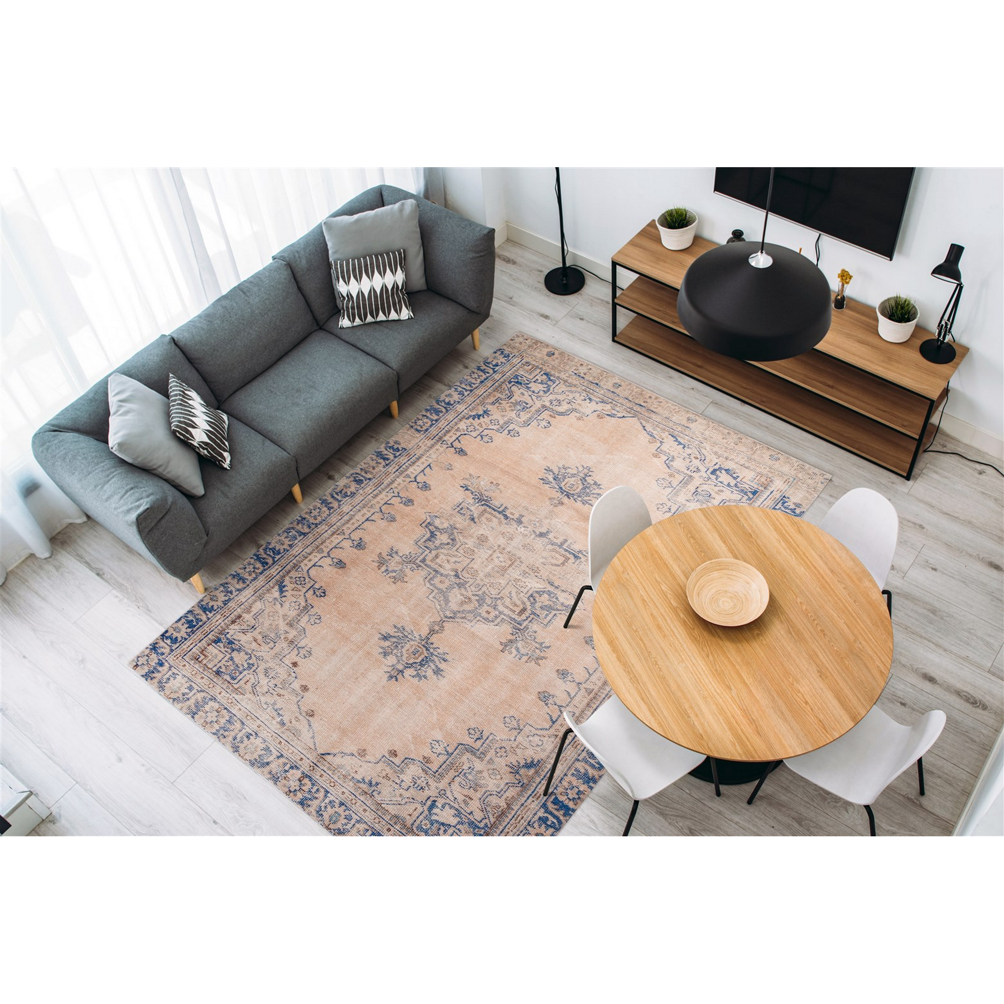 Teppich 'Vintage' blau 140 x 200 cm
