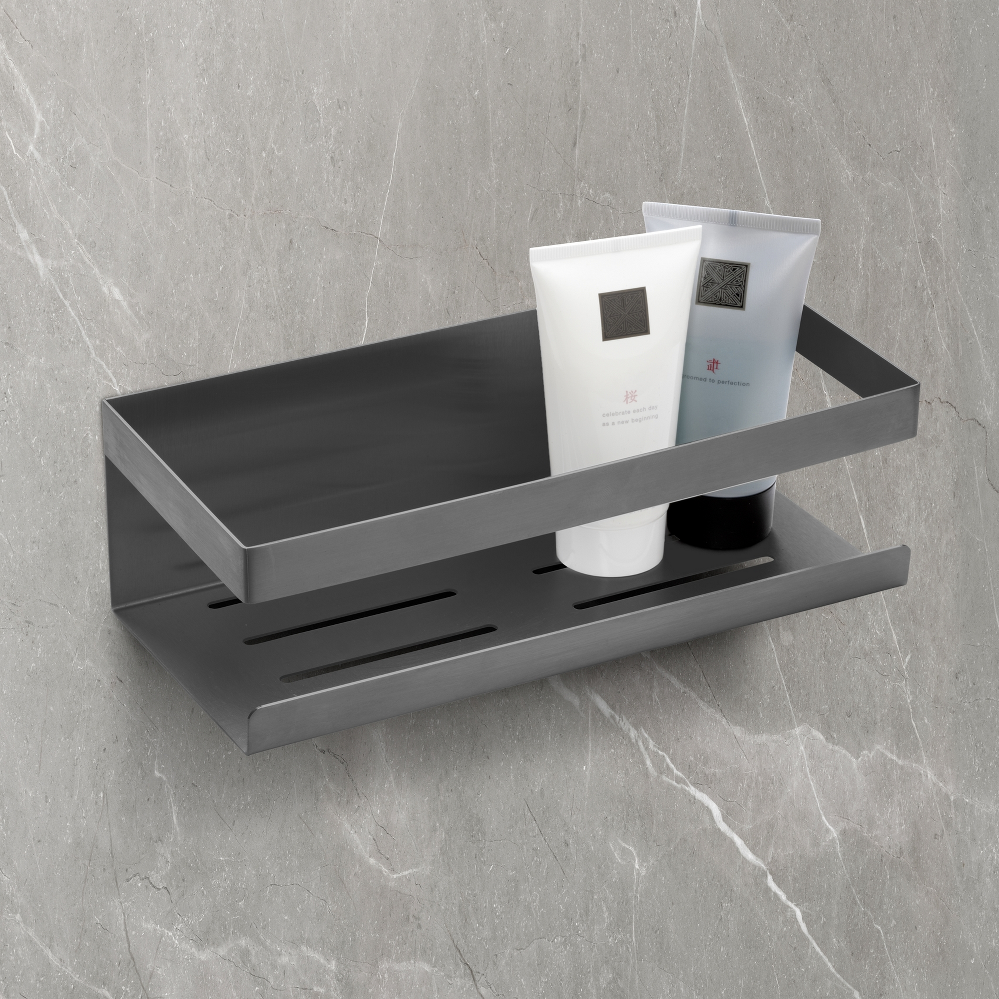 Wandablage 'Meleto' grau Edelstahl 25 x 8 x 11,5 cm