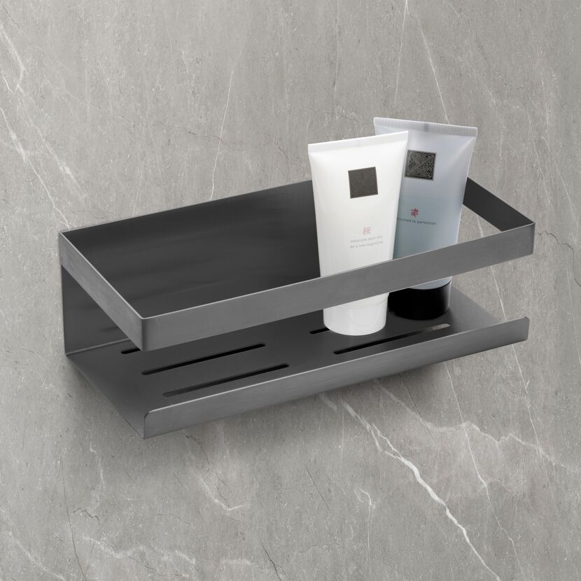 Wandablage 'Meleto' grau Edelstahl 25 x 8 x 11,5 cm