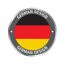 Rundes Siegel mit deutscher Flagge und German Design Schriftzug.