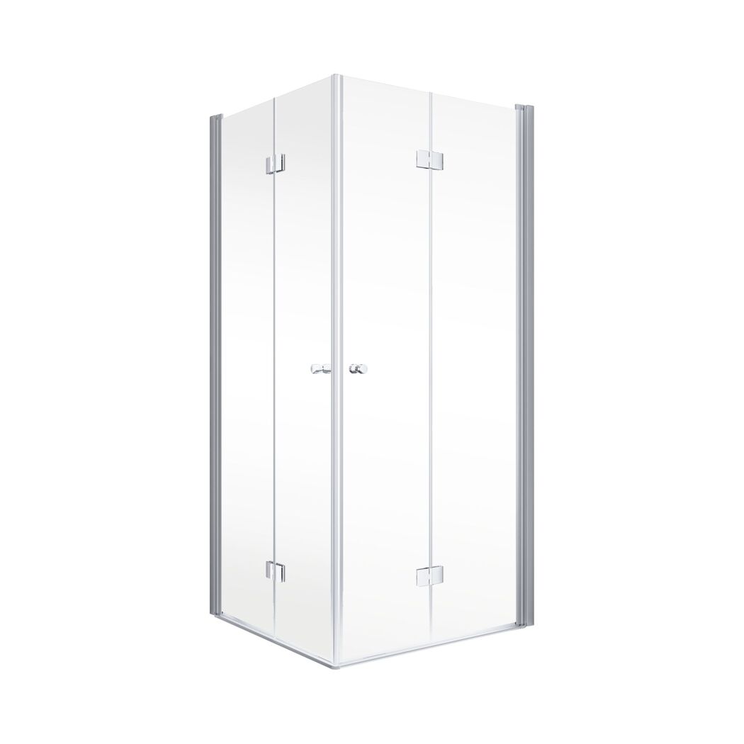 Eckdusche 'Alexa Style 2.0' mit Drehfalttür klar aluminiumfarben 100 x 100 x 192 cm