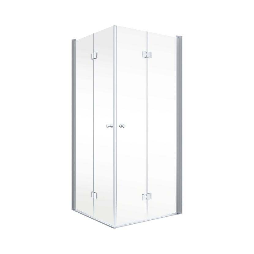 Eckdusche 'Alexa Style 2.0' mit Drehfalttür klar aluminiumfarben 100 x 100 x 192 cm