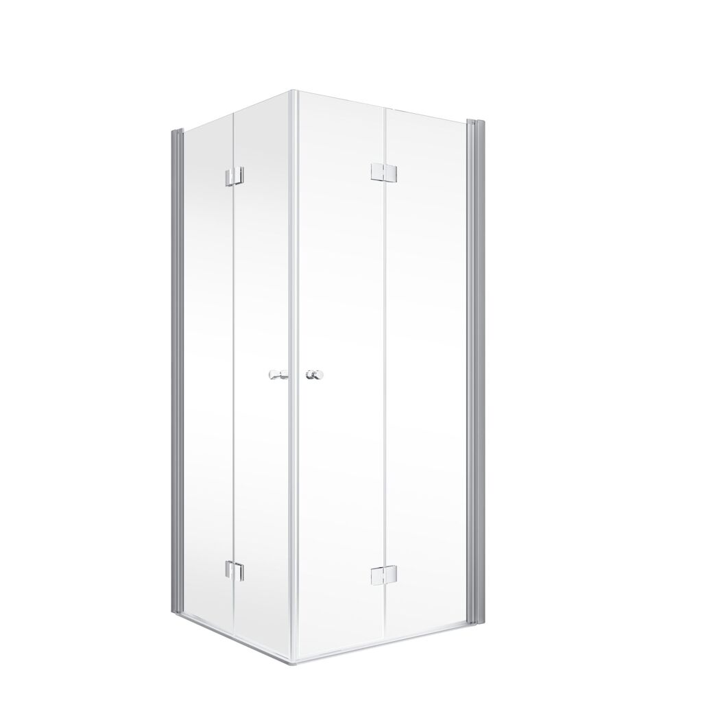 Eckdusche 'Alexa Style 2.0' mit Drehfalttür klar aluminiumfarben 90 x 90 x 192 cm