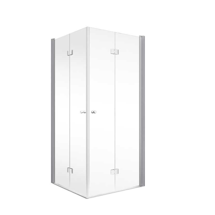 Eckdusche 'Alexa Style 2.0' mit Drehfalttür klar aluminiumfarben 90 x 90 x 192 cm