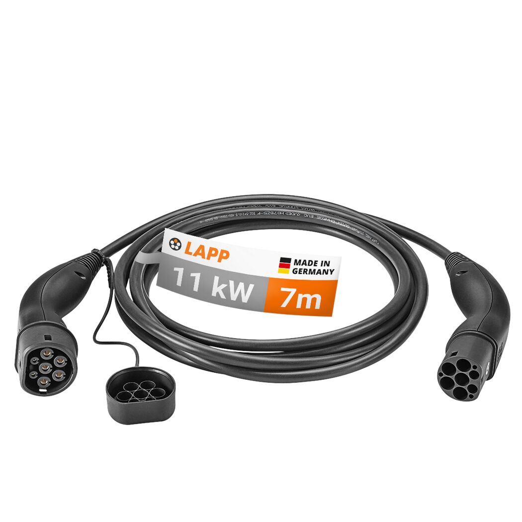 Standard-Ladekabel Typ 2 für Elektro- und Hybridfahrzeuge bis zu 11 kW 7 m