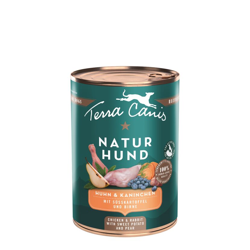 Hundenassfutter 'Naturhund' Huhn & Kaninchen mit Süsskartoffel und Birne 400 g