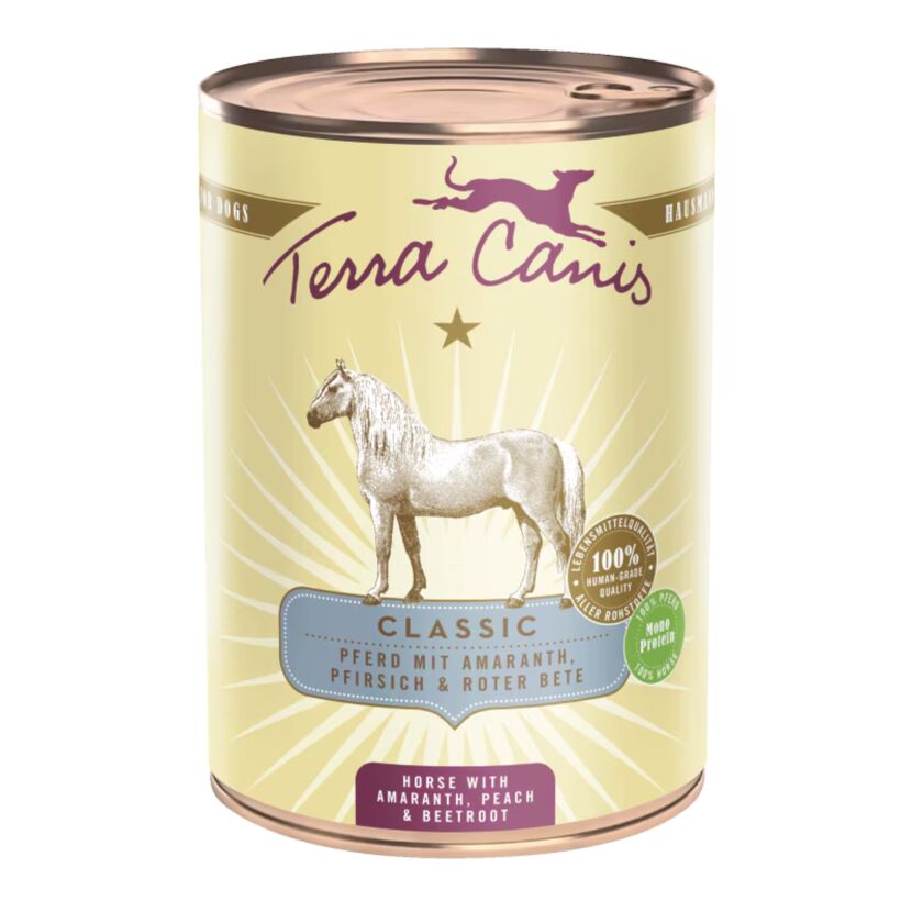 Hundenassfutter 'Classic' Pferd mit Amaranth, Pfirsich & Roter Bete 400 g