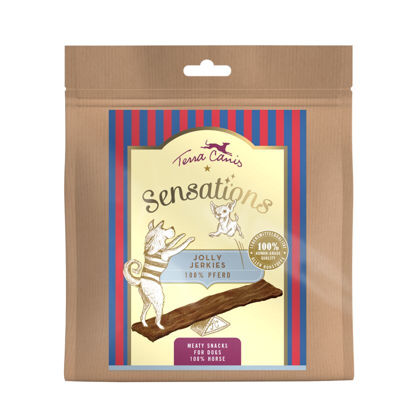 Hundenassfutter 'Sensations Jolly Jerkies' Pferd 90 g