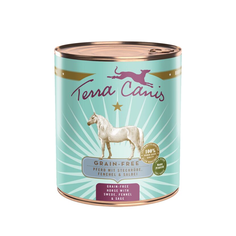 Hundenassfutter 'Getreidefrei' Pferd mit Steckrübe, Fenchel & Salbei 800 g