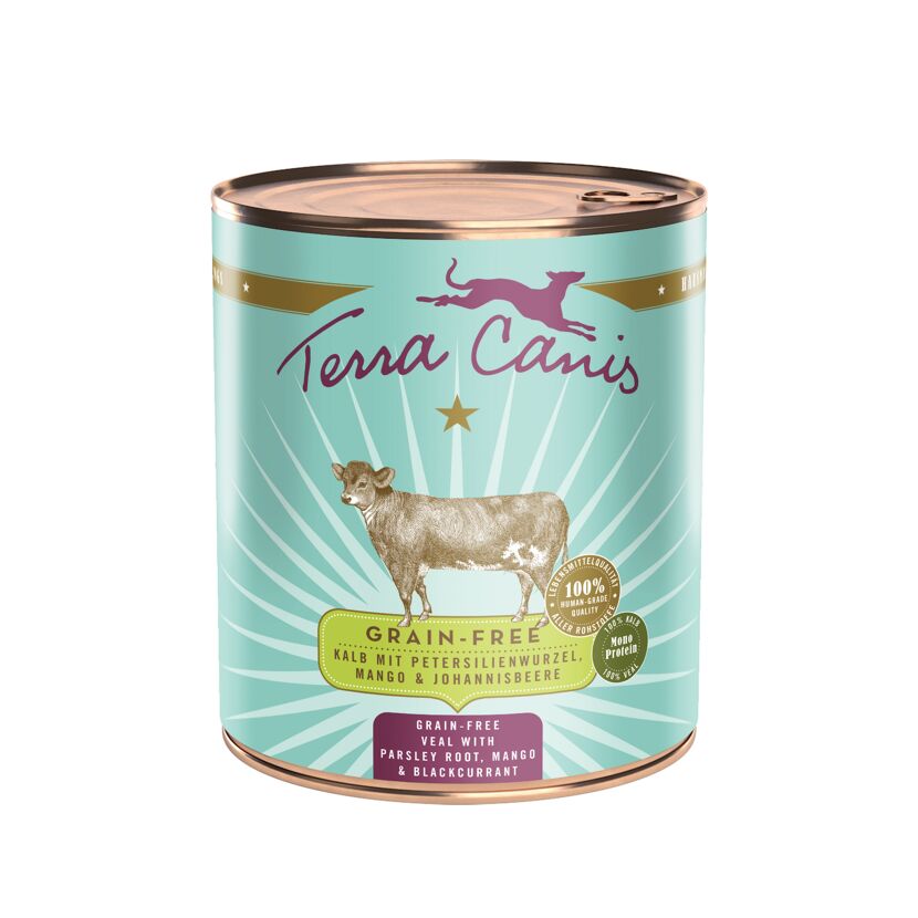 Hundenassfutter 'Getreidefrei' Kalb mit Petersilienwurzel, Mango & Johannisbeere 800 g