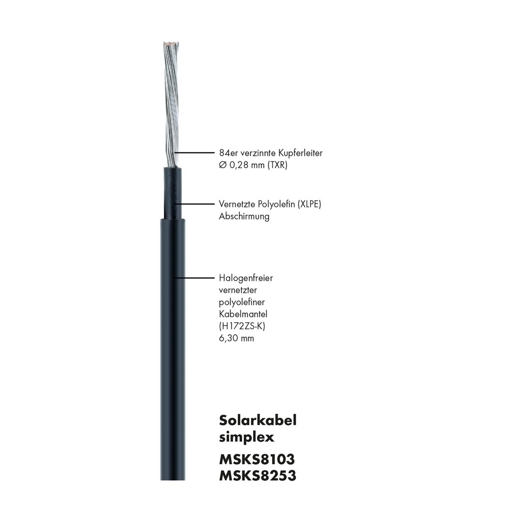 Solarkabel für Photovoltaikanlagen 100 m schwarz